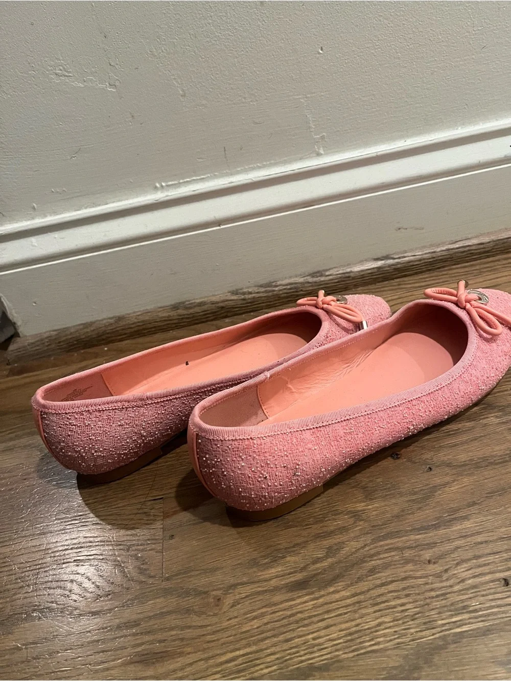 Bandolino Payly Ballet Flat Bow Pointed Toe Colar Pink Apricot Size 9